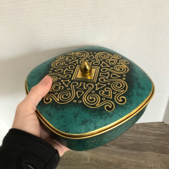 Vtg Embossed Western Germany Metal Lidded Container - Picture 7 of 12